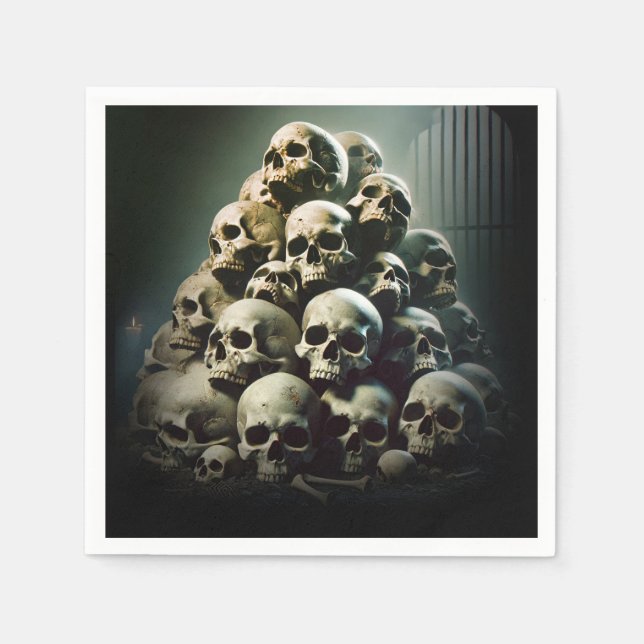 Serviette En Papier Pile effrayant des cris des crânes Parti d'Hallowe (Devant)