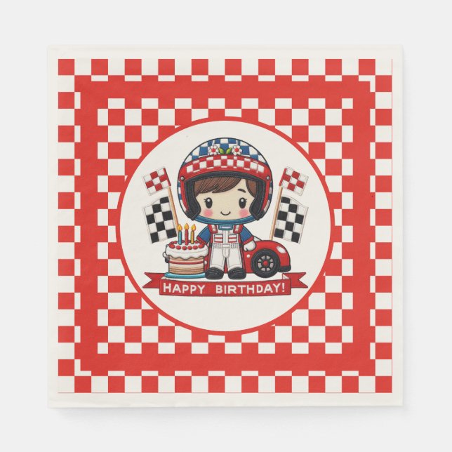 Serviette En Papier Pilote de course pour enfants Anniversaire (Devant)