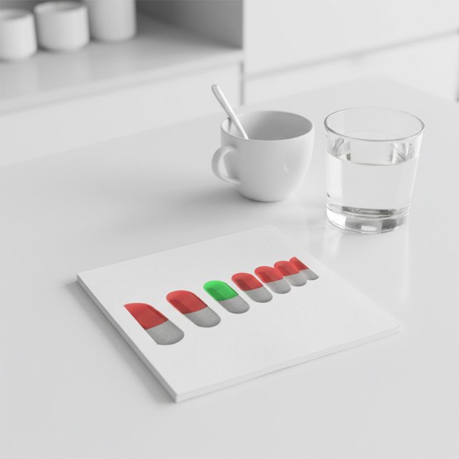 Serviette En Papier Pilule verte unique parmi les capsules rouges (Créateur téléchargé)