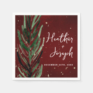 Serviette En Papier Pin d'hiver et Mariage de Noël Gold