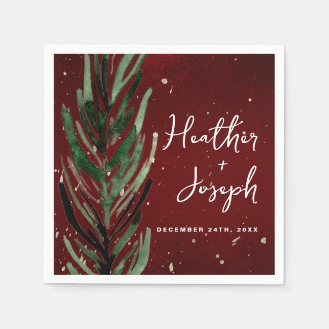 Serviette En Papier Pin d'hiver et Mariage de Noël Gold (Devant)