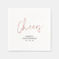 Pinceau Rose Gold Cheers Écriture Fête d'anniversa