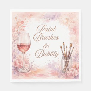 Serviette En Papier Pinceaux & Peinture aquarelle rose pétillante & Si