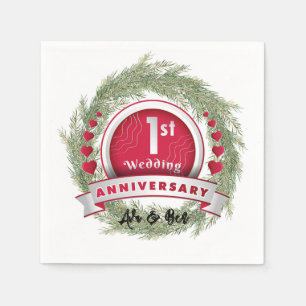 Serviette En Papier Pine Aigle Wreath Rouge 1er anniversaire Mariage