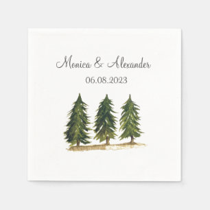 Serviette En Papier Pine Arbres Aquarelle Forêt Mariage