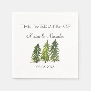 Serviette En Papier Pine Arbres Aquarelle Forêt Mariage