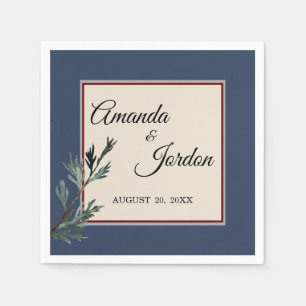 Serviette En Papier Pine Blue Winter Wedding Cocktail Napkin