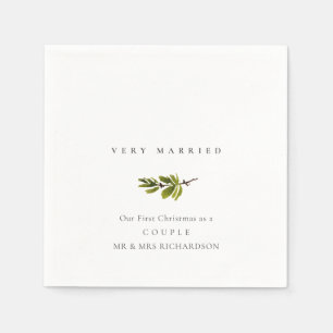 Serviette En Papier Pine Branch Notre premier Noël très marié