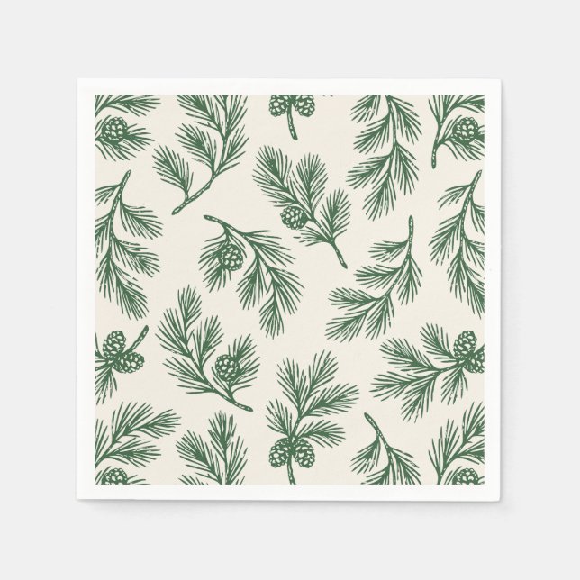 Serviette En Papier Pine Needle Lane - Pinecone Pattern  (Devant)