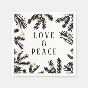 Serviette En Papier Pine Noire & Or et Berries Holiday