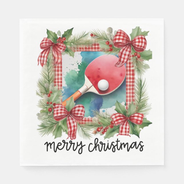 Serviette En Papier Ping Pong Table Tennis Thème de Noël (Devant)