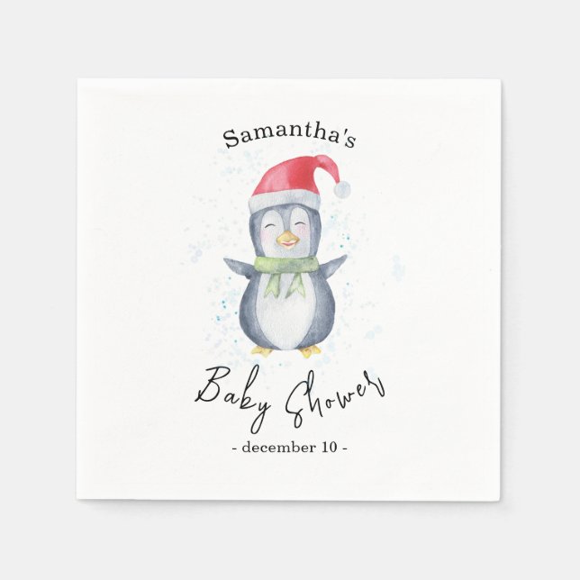 Serviette En Papier Pingouin arctique - baby shower (Devant)