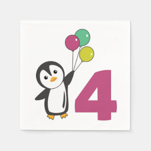Serviette En Papier Pingouin Balloons D'Anniversaire Pour Enfants serv