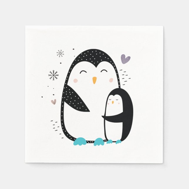Serviette En Papier Pingouin d'hiver (Devant)