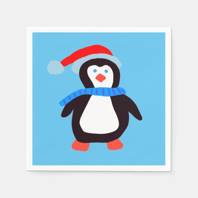 Serviette En Papier Pingouin d'hiver classique (Devant)