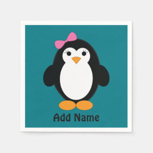 Serviette En Papier Pingouin fille mignonne