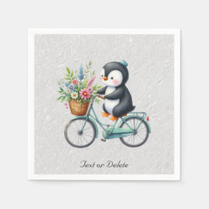 Serviette En Papier Pingouins à bicyclettes florales