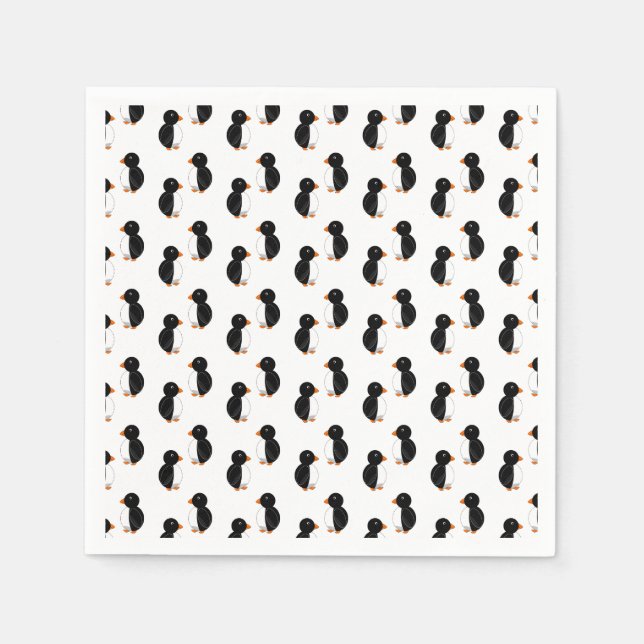 Serviette En Papier Pingouins blancs (Devant)
