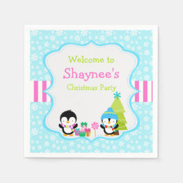 Serviette En Papier Pingouins mignons d'hiver