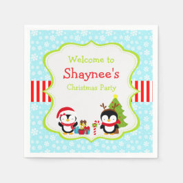 Serviette En Papier Pingouins mignons d'hiver