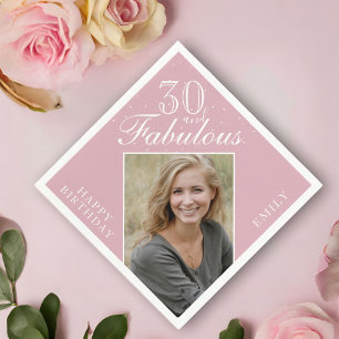 Serviette En Papier Pink 30 et Fabulous Elegant Photo 30th Birthday