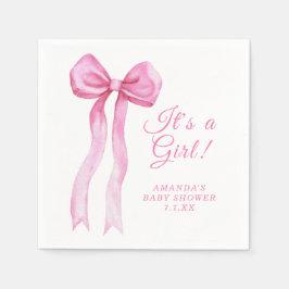 Serviette En Papier Pink a Bow It's Girl Baby shower