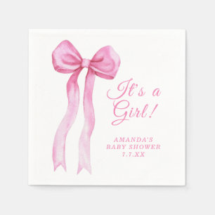 Serviette En Papier Pink a Bow It's Girl Baby shower