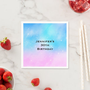 Serviette En Papier Pink and Blue Pastel Gradient Sky Anniversaire