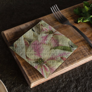 Serviette En Papier Pink and Cream Poinsettias Floral