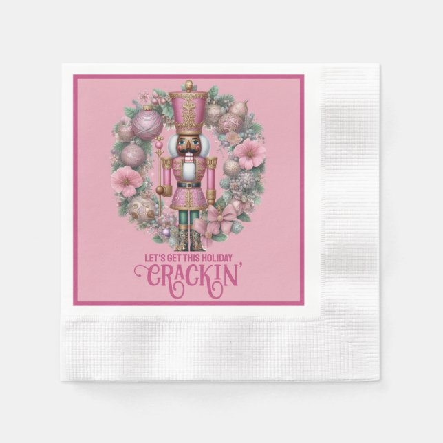 Serviette En Papier Pink and Green African American Nutcracker Holiday (Devant)