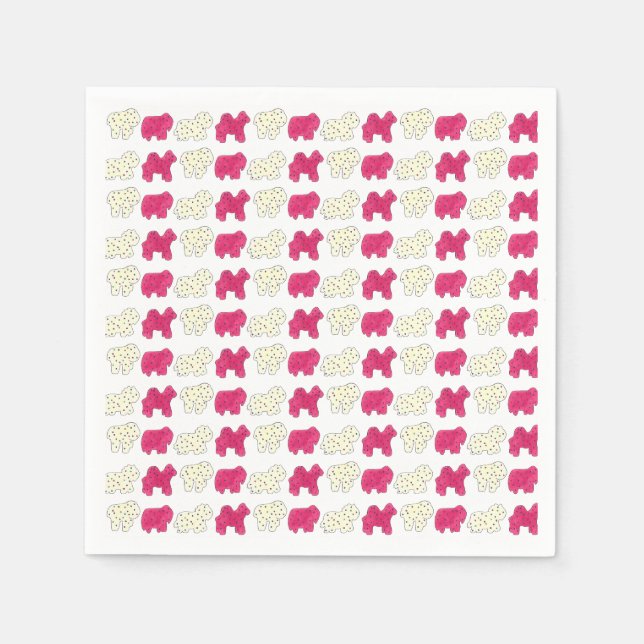 Serviette En Papier Pink Animal Crackers Cookies Circus Anniversaire (Devant)