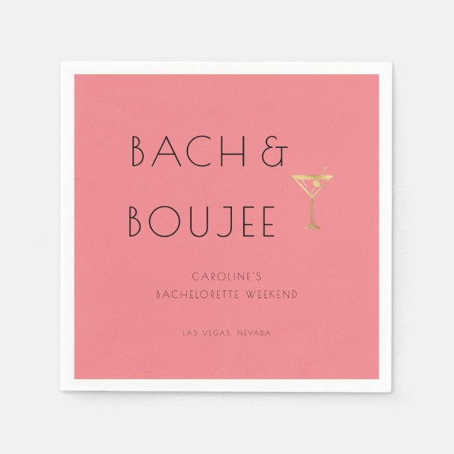 Serviette En Papier Pink Bach et Boujee Bachelorette (Devant)