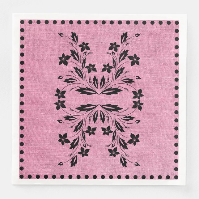Serviette En Papier Pink & Black Standard Dinner Napkins (Devant)