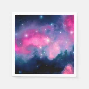 Serviette En Papier Pink & Blue Galaxy & Stars Abstract