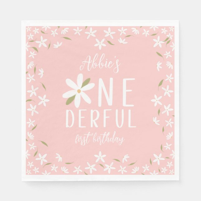 Serviette En Papier Pink Boho Daisy Onederday Napkins (Devant)