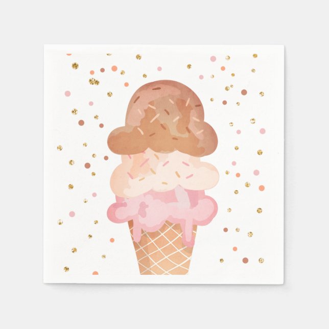 Serviette En Papier Pink Boho Ice Crème Cone Papier Confetti (Devant)