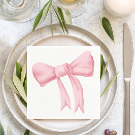 Serviette En Papier Pink Bow Monogram Preppy Napkin
