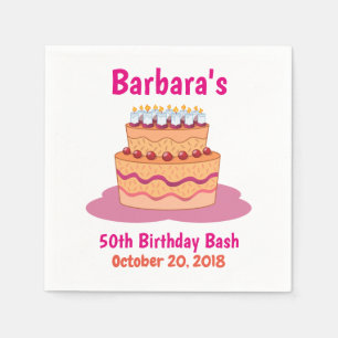 Serviette En Papier Pink Cake 50th Birthday Party