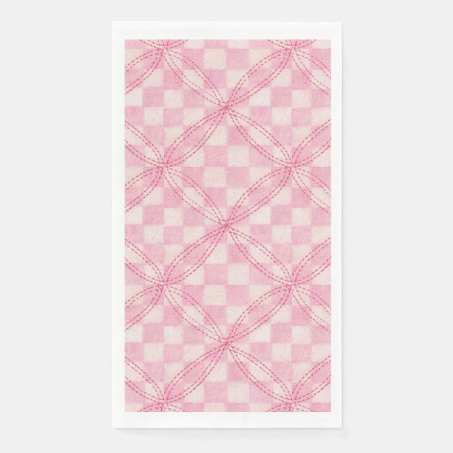 Serviette En Papier PINK CHECK QUILT Guest Serviettes Papier serviette (Devant)