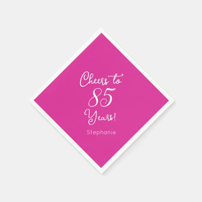 Serviette En Papier Pink Cheers à 85 ans 85e anniversaire (Coin)
