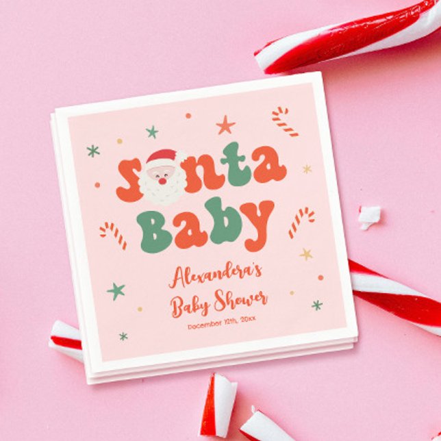 Serviette En Papier Pink Christmas Baby Girl Douche (Créateur téléchargé)