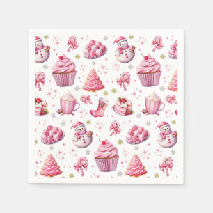 Serviette En Papier Pink Christmas mignon Fun Sweet