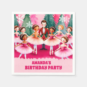 Serviette En Papier Pink Christmas Nutcracker Ballerina Anniversaire d