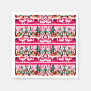 Serviette En Papier Pink Christmas Nutcracker Ballerina Anniversaire d