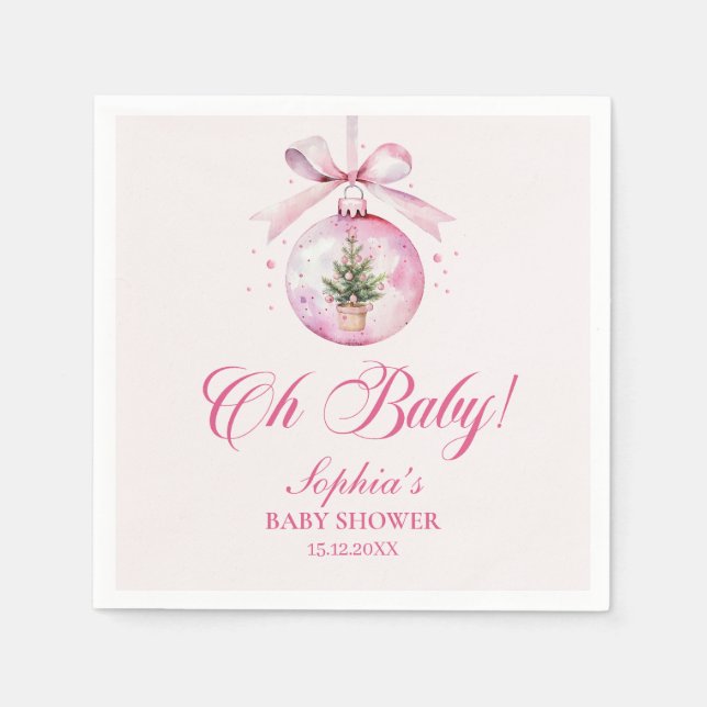 Serviette En Papier Pink Christmas Ornament Baby Shower (Devant)