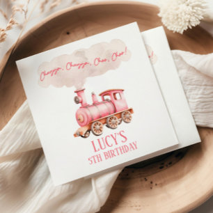Serviette En Papier Pink Chugga Choo Choo Train Vintage fête d'anniver