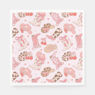 Serviette En Papier Pink Cowboy Boot Girls Papier Napkin