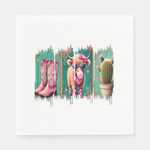 Serviette En Papier Pink Cowgirl Valentine, Coeur