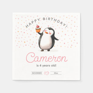 Serviette En Papier Pink cupcake pingouin anniversaire de la fille