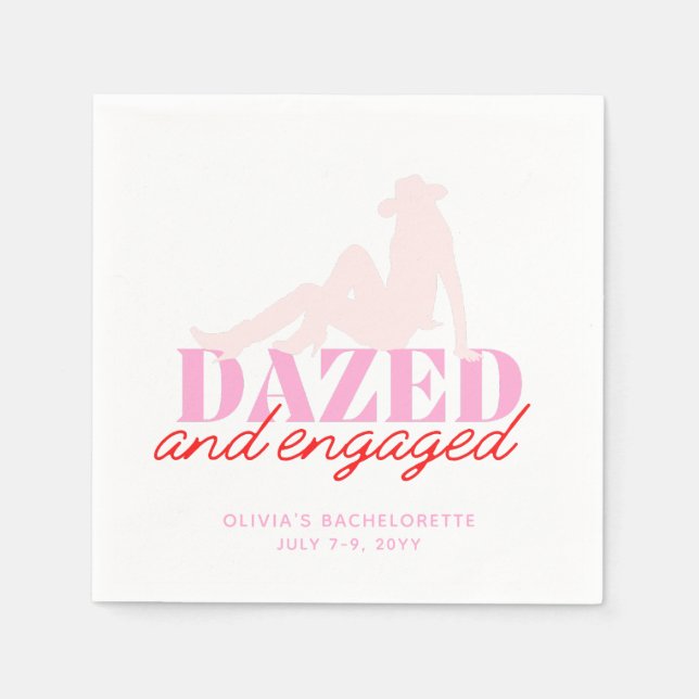 Serviette En Papier Pink Dazed & Engagé Bachelorette Party Napkin (Devant)